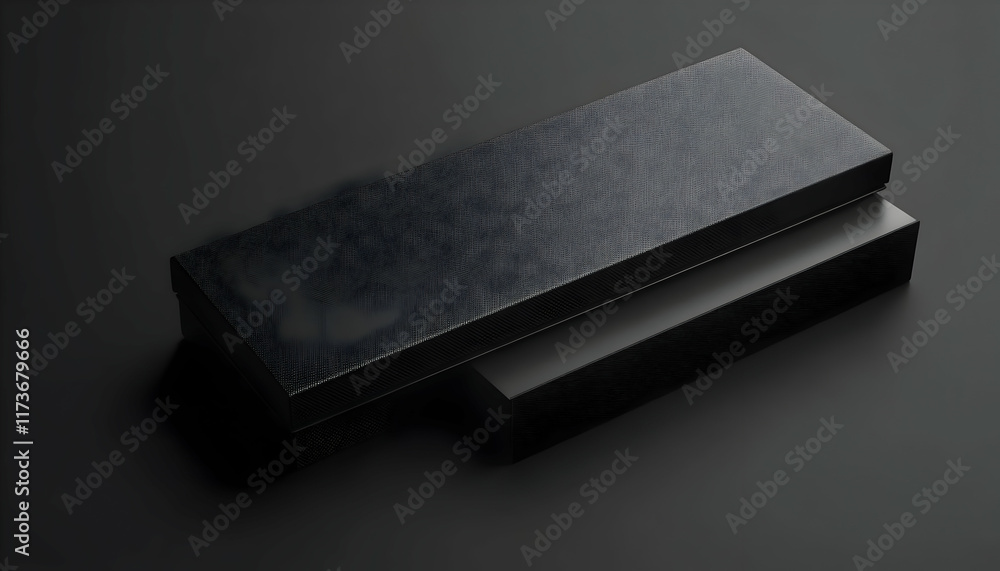 Poster two black textured boxes subtly offset against a dark gray background. the top box is slightly large
