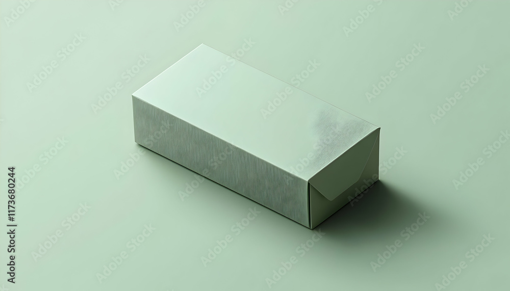 Poster pale green rectangular box on a matching background. the box has a subtle textured surface and appea