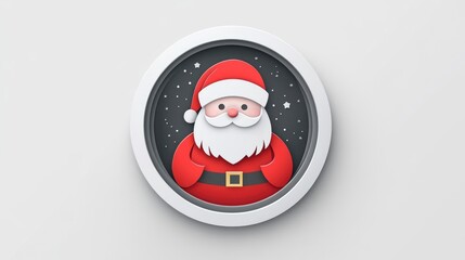 Cut illustrations of Santa Claus in a circular design for festive decorations and crafts