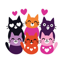 A sticker illustration cats love vector design
