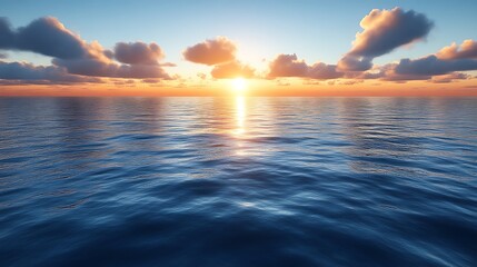 Obraz premium Calm ocean sunset with clouds.