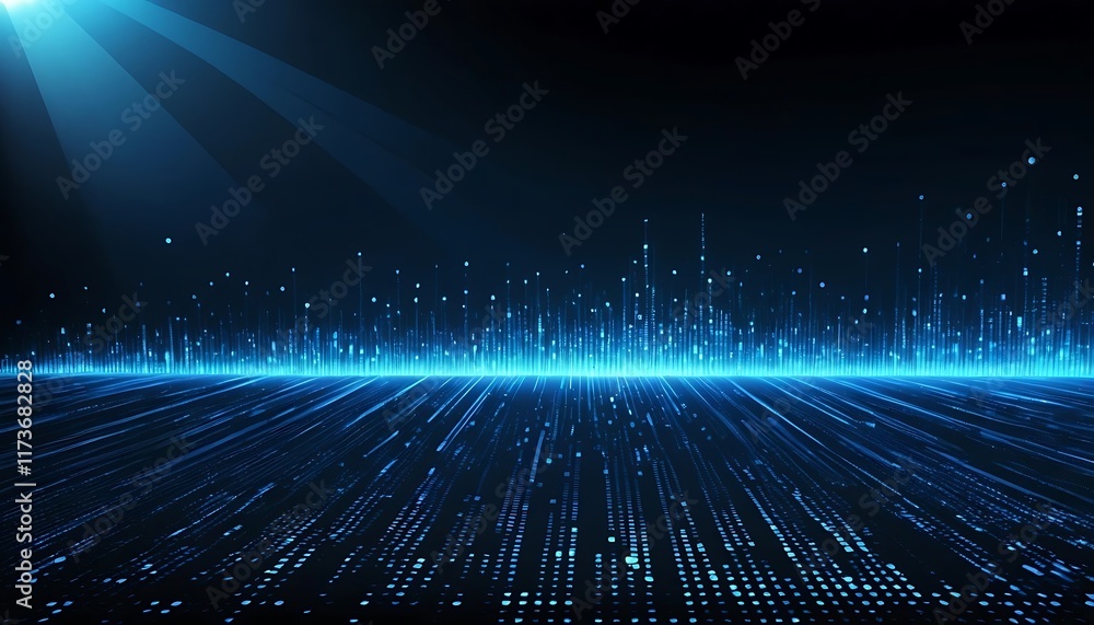 Poster abstract digital data flowing across a dark background