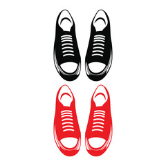 sneaker shoes silhouettes with color versions with white background vector illustration