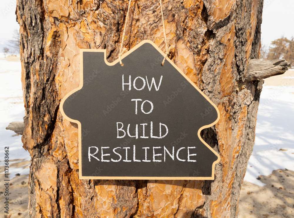 Aufkleber how to build resilience symbol. concept words how to build resilience on beautiful black blackboard.