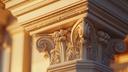 Obraz premium Intricate Carvings on Ornate Stonework with Soft Lighting