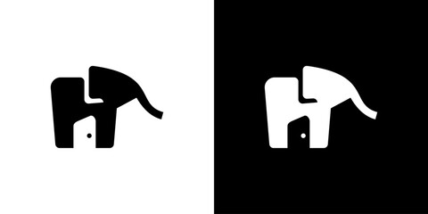 elephant logo with negative door between legs