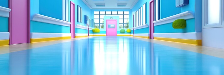 Fototapeta premium 2D animation hospital concept for healthcare, health insurance, and medical care