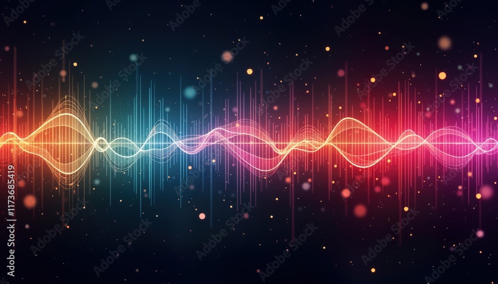 Aufkleber vibrant sound wave pattern. dynamic flow of colorful lines, frequencies. perfect tech visual for aud
