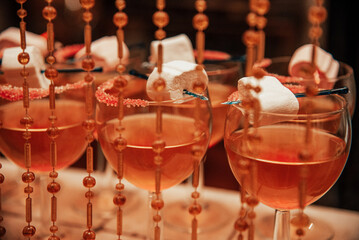 Alcoholic cocktail glass wineglass, colorful delicious drink to celebrate event