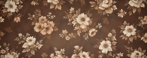 Classic brown wallpaper with subtle, muted floral pattern,  antique,  subtle