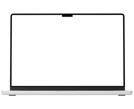 Silver laptop mockup template. Transparent png. Blank screen. Frame only - Powered by Adobe