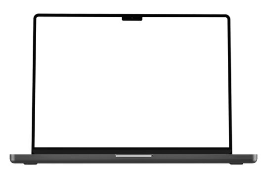Black laptop mockup template. Transparent png. Blank screen. Frame only