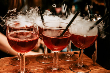 Alcoholic cocktail glass wineglass, colorful delicious drink to celebrate event