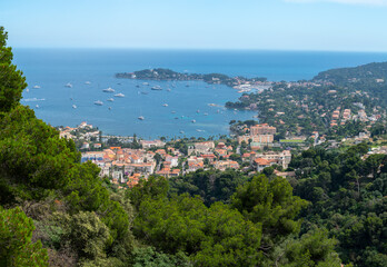 Obraz premium Panoramic view of Saint-Jean-Cap-Ferrat commune in Alpes-Maritimes in Provence-Alpes-Cote d'Azur, French Riviera, France