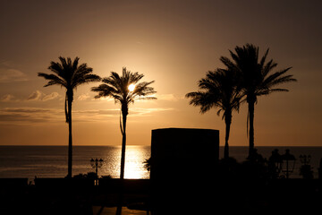 Sunset in the sea in orange tones, Sardinia