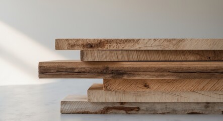 Stacked Wooden Planks Rustic and Versatile Building Materials for Carpentry and Home Decor