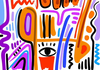 Abstract hand drawn organic shapes background.