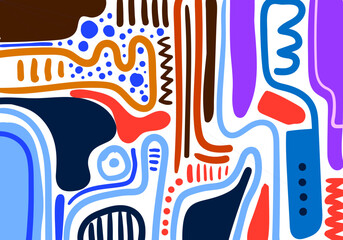 Abstract hand drawn organic shapes background.