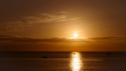 Sunset in the sea in orange tones, Sardinia