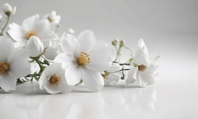 Delicate floral design on minimalist white surface,  surface, floral