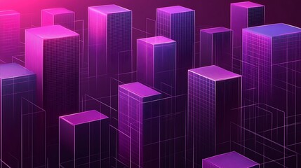 Fototapeta premium Abstract Purple Cityscape Digital Art Neon Towers