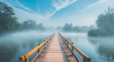 Embark on a magical journey across a picturesque wooden footbridge to