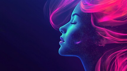 Abstract Digital Woman: Neon Dreamscape