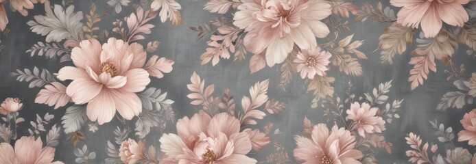 Elegant floral patterns in soft pastel hues on luxurious velvet fabric, blending seamlessly into the background,  pastel,  elegant