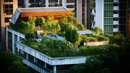 Fototapeta premium Vibrant Rooftop Gardens on Modern Buildings