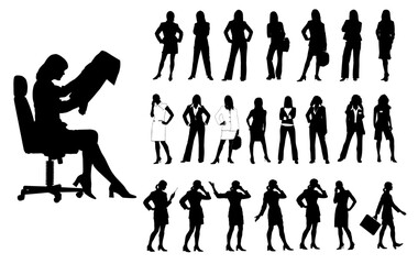 Business Women Silhouette Vector Pack graphic drawing illustration for stickers, streetwear, t-shirts, logos, print-on-demand, print, or branding