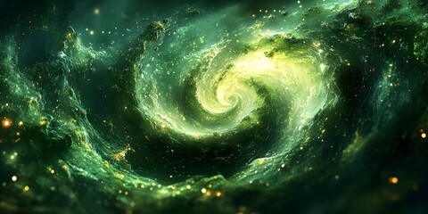 Fototapeta premium Cosmic-inspired abstract backgrounds in green and teal shades with swirling textures, fluid dynamics, and 3D artistic effects, perfect for digital art, creative projects, and modern design aesthetics