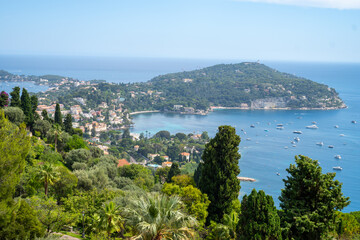Panoramic view of Saint-Jean-Cap-Ferrat commune in Alpes-Maritimes in Provence-Alpes-Cote d'Azur, French Riviera, France
