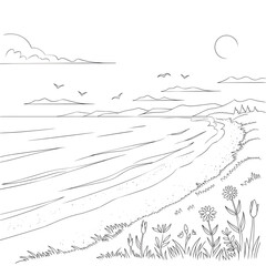 landscape with trees and flowers