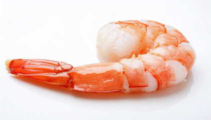 fresh shrimp tails isolated raw headless prawn pacific shrimp uncooked prawns seafood on white background
