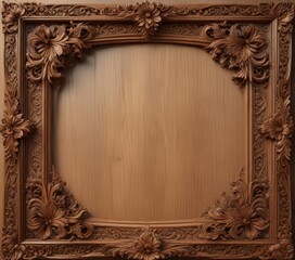 Obraz premium Intricately carved wooden frame with floral patterns and ornate scroll elements, ornate frames, scrolls