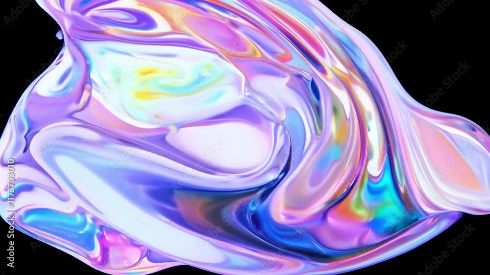 Poster colorful bubble floating in the air. the bubble is surrounded by a black background. the bubble is t