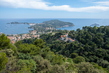 Obraz premium Panoramic view of Saint-Jean-Cap-Ferrat commune in Alpes-Maritimes in Provence-Alpes-Cote d'Azur, French Riviera, France