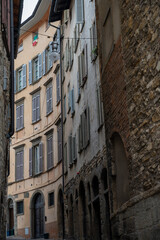 Historical part of Bergamo city, Bergamo Alta with narrow streets, tourists destination