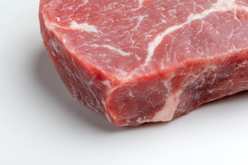 Obraz premium Piece of raw meat on a white background close-up