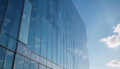 Fototapeta premium Office building with modern glass fa?ade against blue sky backdrop , urban, modern