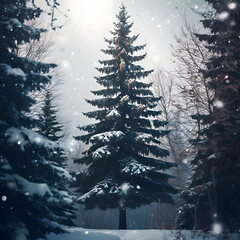 A tree with snowfall