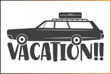 Family Vacation Station Wagon Vector Design For T-shirt and Mug, Vacation