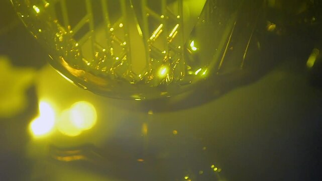 Process working 3D printer. 3D printing from liquid material close-up. Photopolymer hardened under ultraviolet laser. Stereolithography photopolymerization. SLA. Additive manufacturing technology