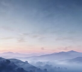 Fototapeta premium Soft serene misty dawn sky with gentle blue watercolor hues and subtle gradient effects , morning, calm