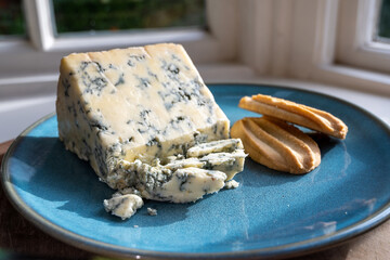 Cheese collection, English cow milk semi-soft, crumbly old stilton blue cheese