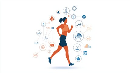 Running for health exploring fitness data insights urban park infographic digital environment dynamic viewpoint