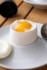 Soft boiled chicken egg