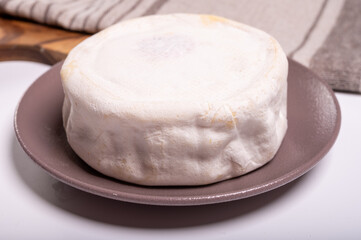 Cheese collection, French reblochon de savoie gratin cow milk cheese close up