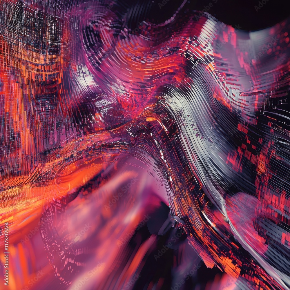 Poster dynamic virtual reality abstract action digital space graphic design colorful environment close-up p