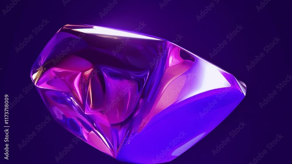 Poster shiny, purple object with a smooth surface. the object is in a deep purple color, and it is made of 